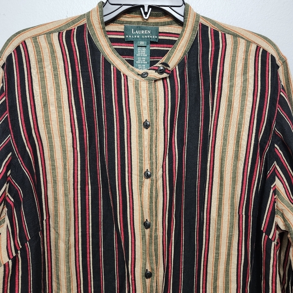 Lauren Ralph Lauren women's button up shirt size 2X silk and linen blend… - Picture 2 of 9